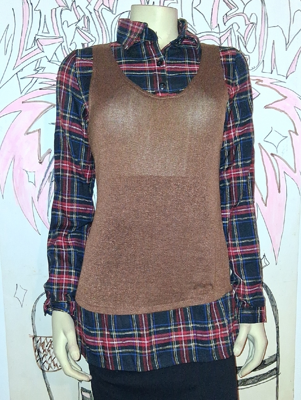 Nak Classic Layered Plaid Top
